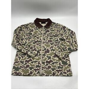 No Boundaries Duck Camo Canvas Jacket Men's Size MEDIUM Barn Chore Full Zip Y2K